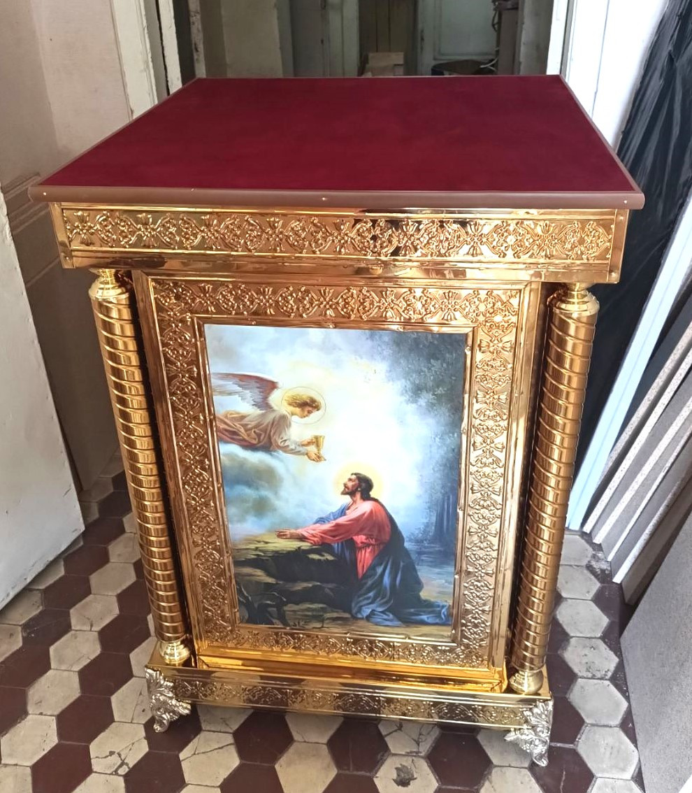 Риза з булату з художнім карбуванням, без скла, 70×70 см, фото 1