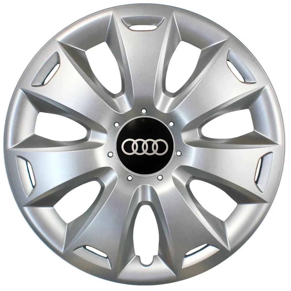 Автомобільні модельні ковпаки R15 Audi 335 4шт, SJS, сріблясті, фото 1