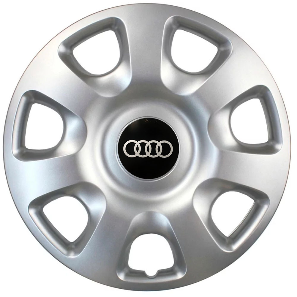 Автомобільні модельні ковпаки R15 Audi 336 4шт, SJS, сріблясті, фото 1
