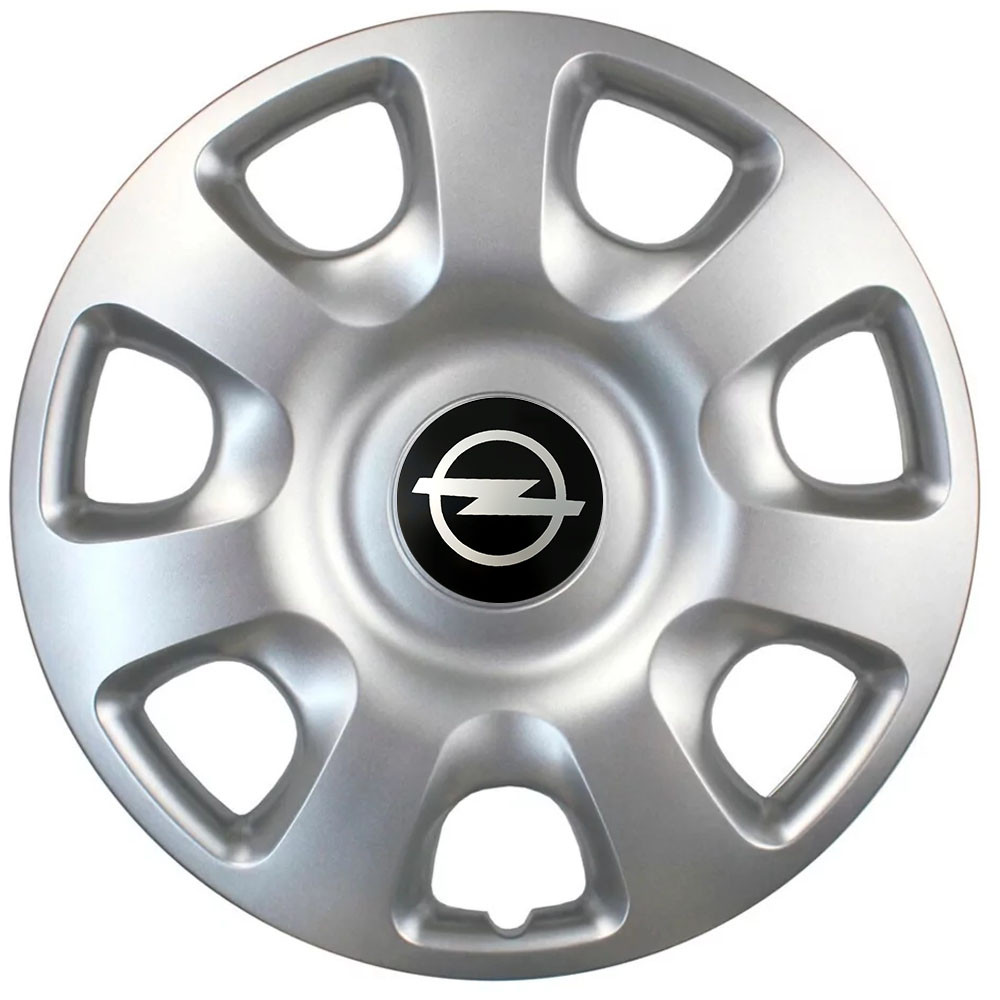 Автомобільні модельні ковпаки R15 Opel 336 4шт, SJS, сріблясті, фото 1