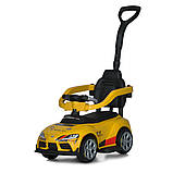 Дитяча каталка-толокар 2 в 1 Toyota Supra GT4 M 6129 Ліцензійна з батьківською ручкою Жовтий, фото 2