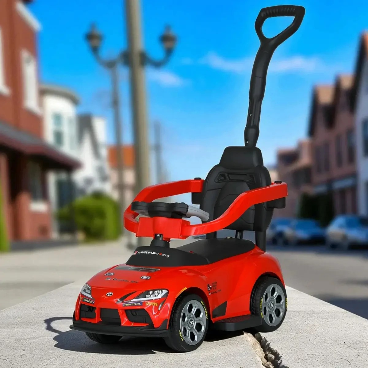 Дитяча каталка-толокар 2 в 1 Toyota Supra GT4 M 6129 Ліцензійна з батьківською ручкою Червоний, фото 1