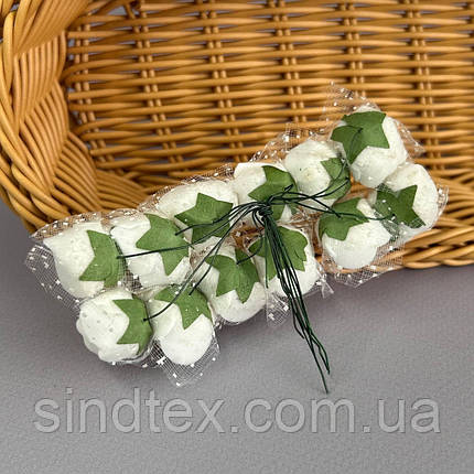 Фоаміранові трояндочки з фатіном 1 букет (12шт) - Білий, фото 2