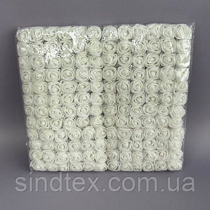 Фоаміранові трояндочки з фатіном 1 букет (12шт) - Білий, фото 3