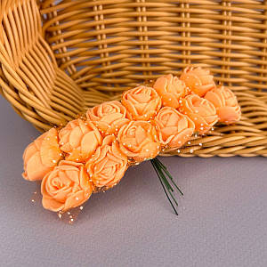 Фоаміранові трояндочки з фатіном 1 букет (12шт) - Помаранчевий