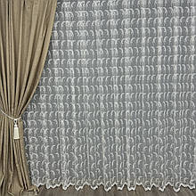 Якісний фатиновий тюль із ніжною вишивкою No12099 Крем