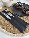 Куверт на два відділення для столового приладдя, чорний, водовідштовхувальний, фото 2
