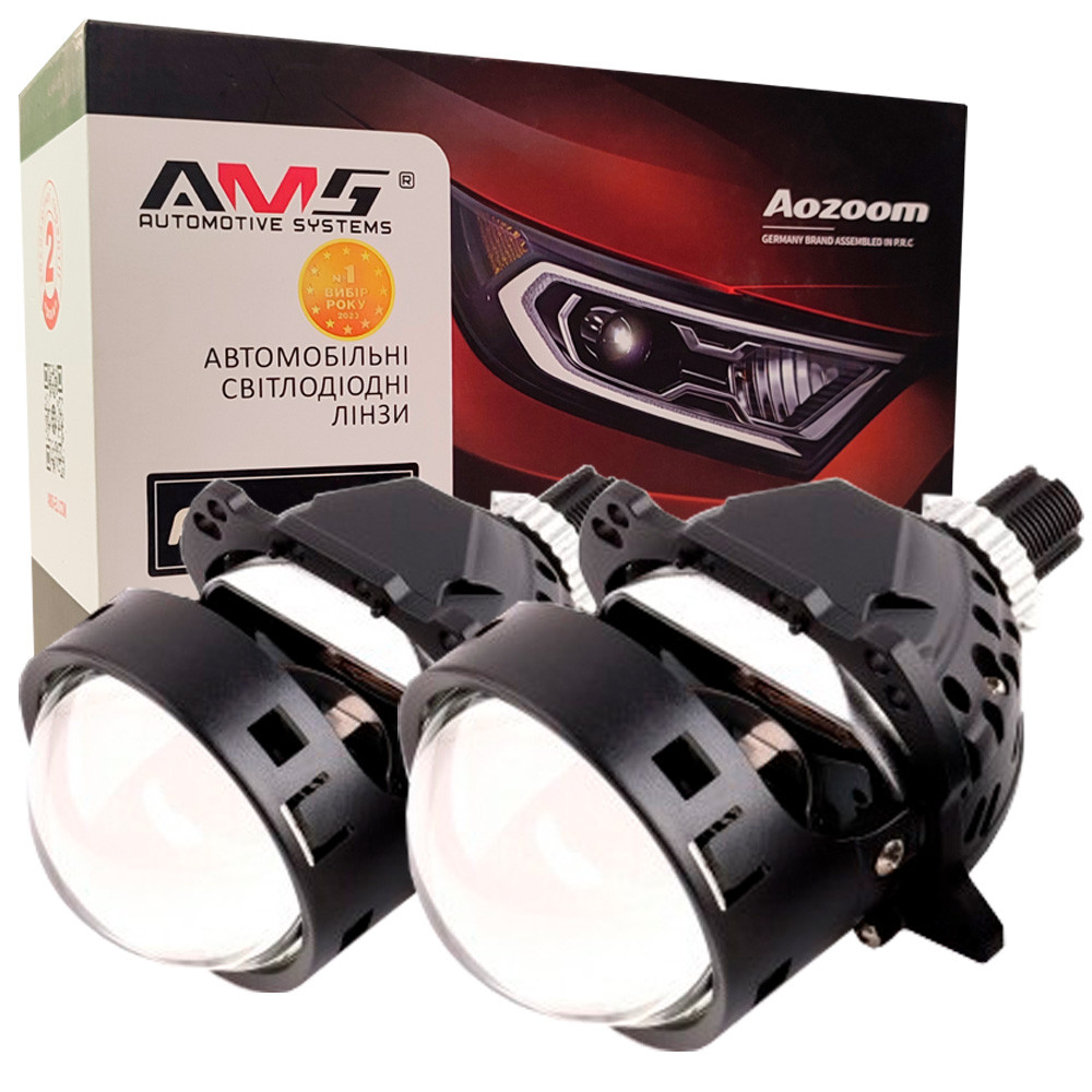 Світлодіодна LED лінза для фар AMS ORIGINAL A8 TRUCK 5500K 3.0 F/R 70W комплект 2 шт, фото 1