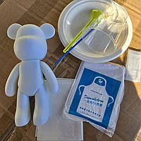 Ведмедик ІГРАШКА для творчості з фарбами, bearbrick, флюїд арт набір Fluid bear AND HA-138, фото 2