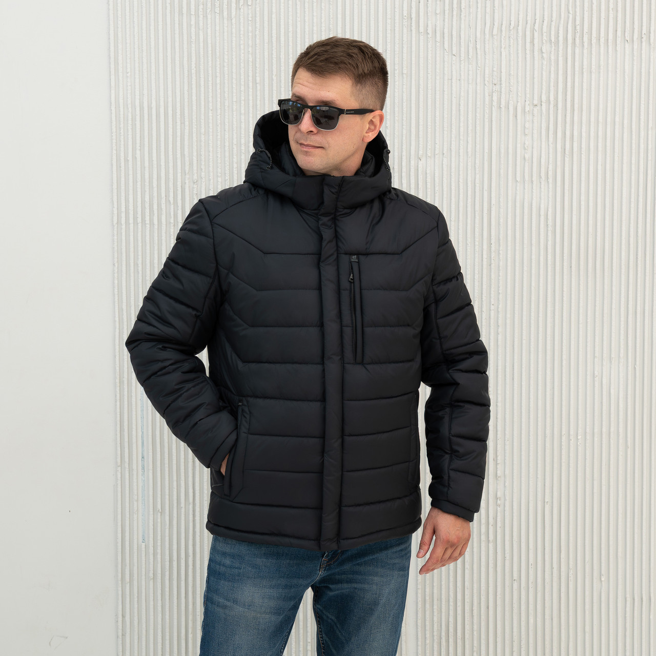 Чоловічі куртки зимові великого розміру 50-64 темно-синій, фото 1