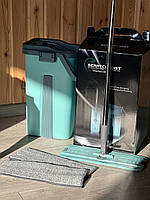 Швабра ледар з великим відром 10л з віджимом Синій Бордо берюза Scratch Cleaning Mop, фото 2