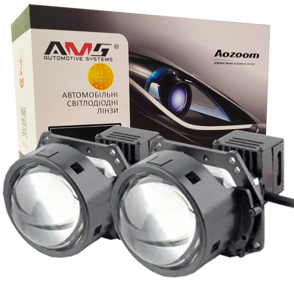 Світлодіодна LED лінза для фар AMS ULTIMATE S1 3.0 F 5500K 68W комплект 2 шт, фото 1