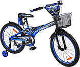 Дитячий сталевий 18 Racer-boy велосипед із кошиком і питною пляшкою синій для хлопчика, фото 8