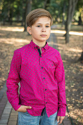 Підліткова сорочка Bold для хлопчика 8–16 років, бавовна з еластаном,Кораловий 134