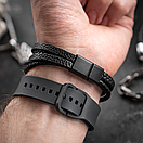 Браслет чоловічий шкіряний METAL COLOR: BORN чорний 17-19 см (довжина 21 см), фото 5