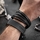 Браслет чоловічий шкіряний METAL COLOR: A3 чорний 17-19 см (довжина 21 см), фото 3