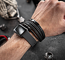 Браслет чоловічий шкіряний METAL COLOR: BORN чорний 17-19 см (довжина 21 см), фото 4