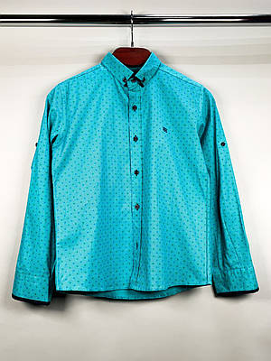 Сорочка для хлопчика Bold з довгим рукавом трансформер, бавовна, Бірюзовий 164