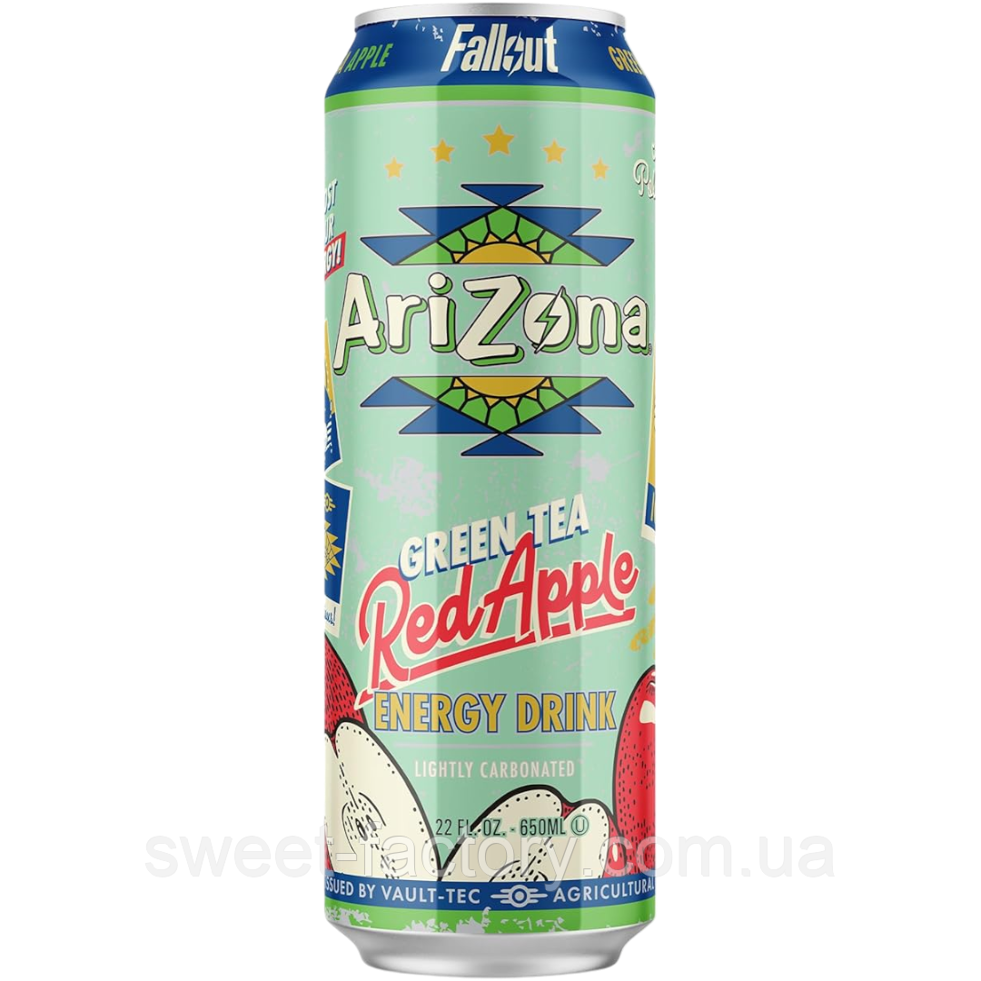 Енергетик Arizona & Fallout Energy Drink Green Tea Apple Red 650ml, фото 1