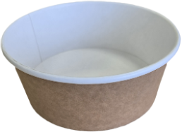 Круглий крафт-білий контейнер 1300 мл з кришкою для їжі d185, 50шт/уп, фото 1