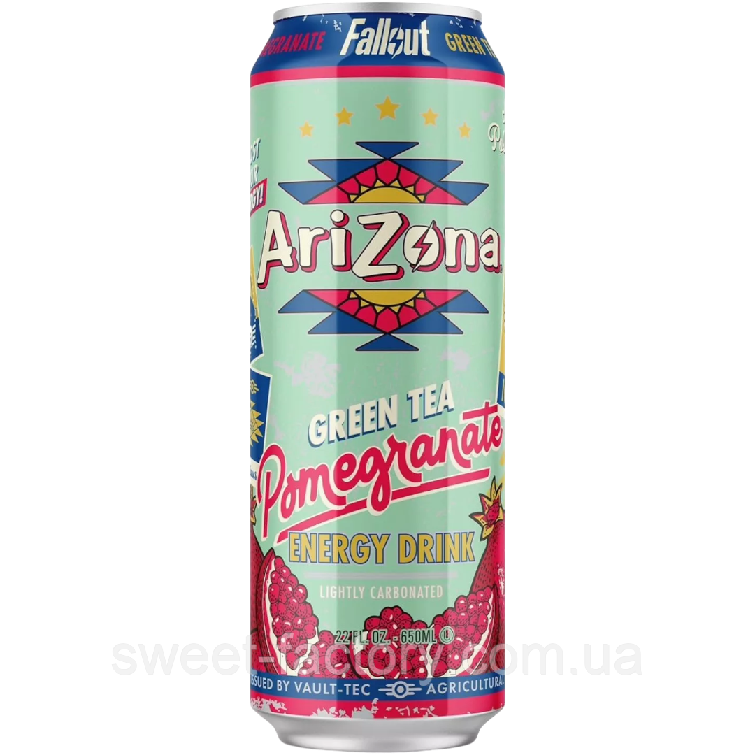 Енергетик Arizona & Fallout Energy Drink Green Tea Pomegranate 650ml, фото 1