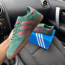 Чоловічі кросівки Adidas Spezial Greene Кеди Адідіс Спешл зелені з рожевими смужками замшеві демісезон, фото 5