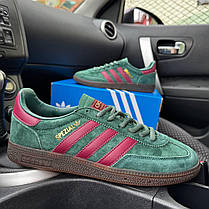 Чоловічі кросівки Adidas Spezial Greene Кеди Адідіс Спешл зелені з рожевими смужками замшеві демісезон, фото 3