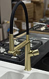 Змішувач з підключенням фільтрованої води із силіконовим виливом FUTURA Elegant Матове золото, фото 2