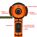 Будівельний технічний фен CJ-170 2000W 220V з 2 режимами нагріву та захистом від перегріву, фото 3