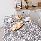 Скатертина бавовняна "Вензель" (сірий) 1.1 м х 1.5 м, фото 4