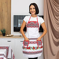 Фартух бавовняний "Буковина" (червона) 75х55 см