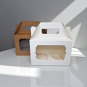 Коробка на 2 капкейка з вікном і ложементом (190х130х90мм.)