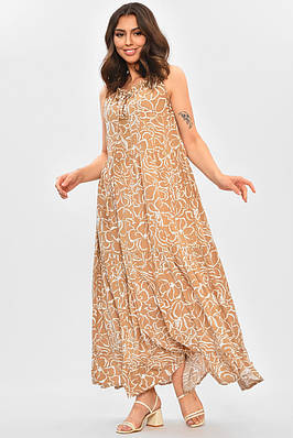 Сарафан жіночий бежевого кольору з принтом р.M 204593T Безкоштовна доставка