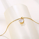 Підвіска кристал камінь стрази кулон у вигляді кристала золотиста, фото 3
