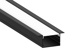 Профіль врізний чорний широкий 20*30 з матовим розсіювачем LS109 2м (ціна 1м)