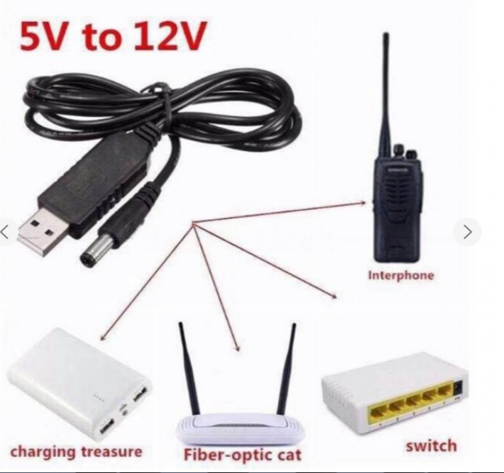 ППреутворювач, кабель підвищувальний для роутера 5V-12V USB to DC 5.5х2.1 для роутера, модему, маршрутизатора, фото 1