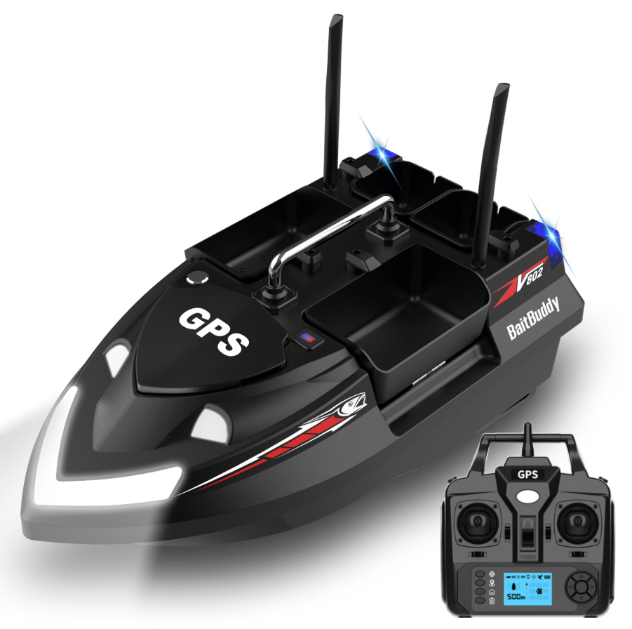 Карповий кораблик для риболовлі Flytec V802 PRO GPS Чорний Акумулятор на 12000 мА·год, фото 1