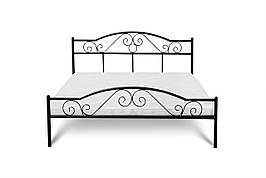 Металеве ліжко Регіна Iron Line - з узголів'ям, ламелями, біле/чорне