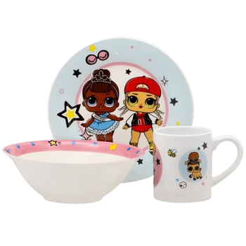 Набір дитячого посуду Лялька Лол 3 пр.:(тарілка/миска/чашка) порцеляна TO-17 Interos