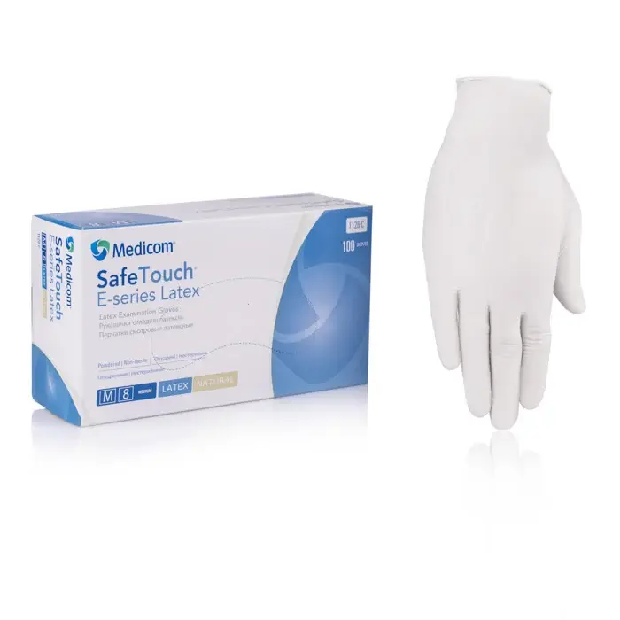Рукавички оглядові латексні припудрені, нестерильні SafeTouch® E-series Connect, р М, фото 1