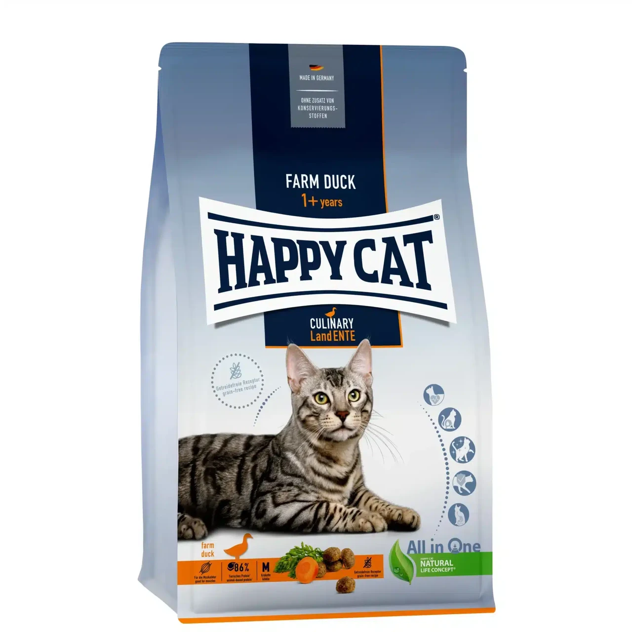 Сухий корм для дорослих котів зі смаком качки Happy Cat Culinary Land Ente 4 кг
