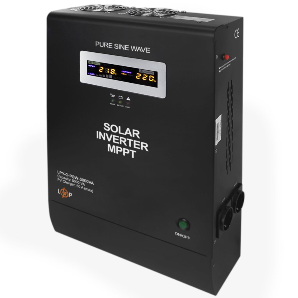 Гібридний інвертор однофазний, 3.5 кВт, LogicPower LPY-C-PSW-5000VA (3500W), (низьковольтний), фото 1