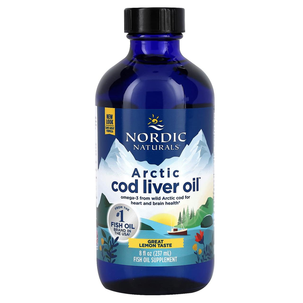 Риб'ячий жир з печінки тріски, Cod Liver Oil, Nordic Naturals, лимон, арктичний, 237 мл, фото 1