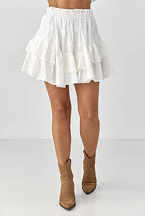 Жіноча коротка спідниця з прошви - білий цвет, M (є розміри)