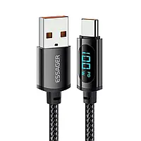 Кабель Essager Enjoy LED Digital Display USB Charging Cable USB A to Type C 100W 1m black (EXCT-XY01-P)