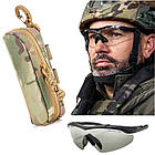 Чохол-футляр для тактичних окулярів Мультикам. Чохол жорсткий для окулярів із карабіном і Molle, фото 2