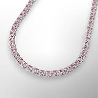 Срібний ланцюжок бісмарк з рожевими фіанітами, 925 проба, 5 мм, 40–50 см