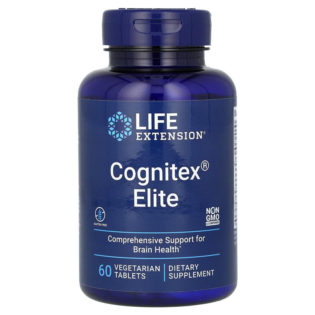 Поліпшення роботи мозку, Cognitex Elite, Life Extension, 60 вегетаріанських таблеток, фото 1