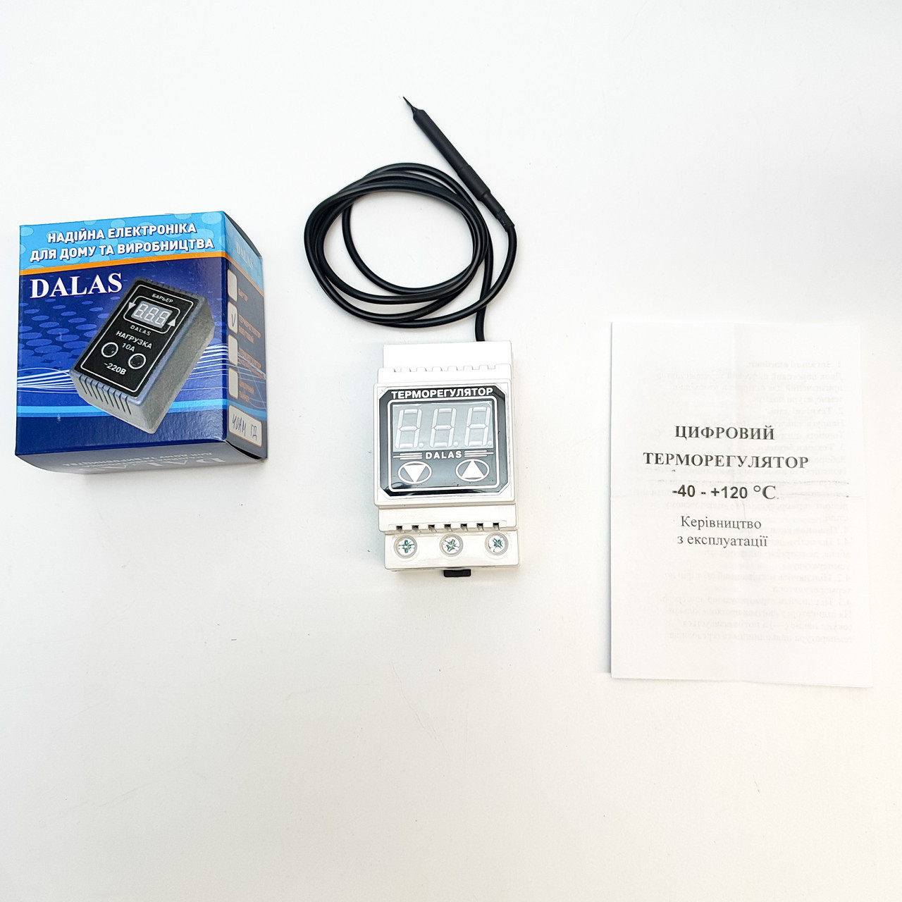 Терморегулятор цифровий 40 А Далас (DALAS) (-40 °С ... +120 °С) DALAS з «ліфтовими» контактами, фото 1