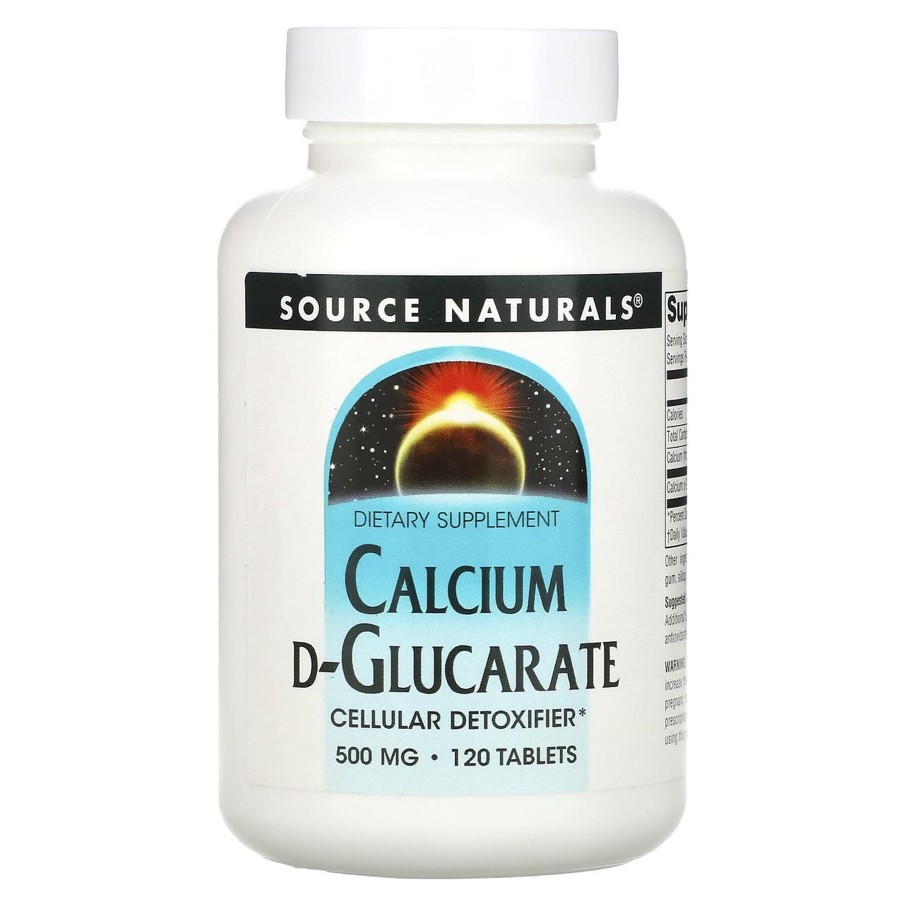 Кальцій Д-глюкарат, Calcium D-Glucarate, Source Naturals, 1000 мг, 120 таблеток (500 мг у таблетці), фото 1